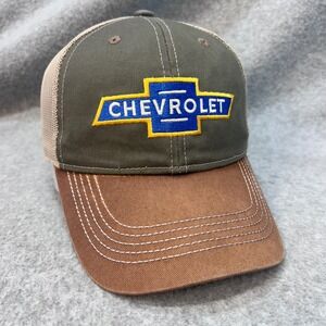 Chevrolet Bowtie Logo Mens Green Brown Chevrolet Trucker Hat Snapback OSFM